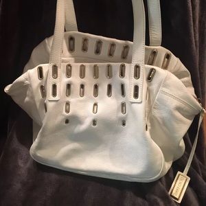 Authentic Jimmy Choo Pearl White Leather Handbag